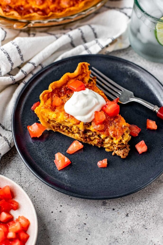 Taco Pie slice on plate