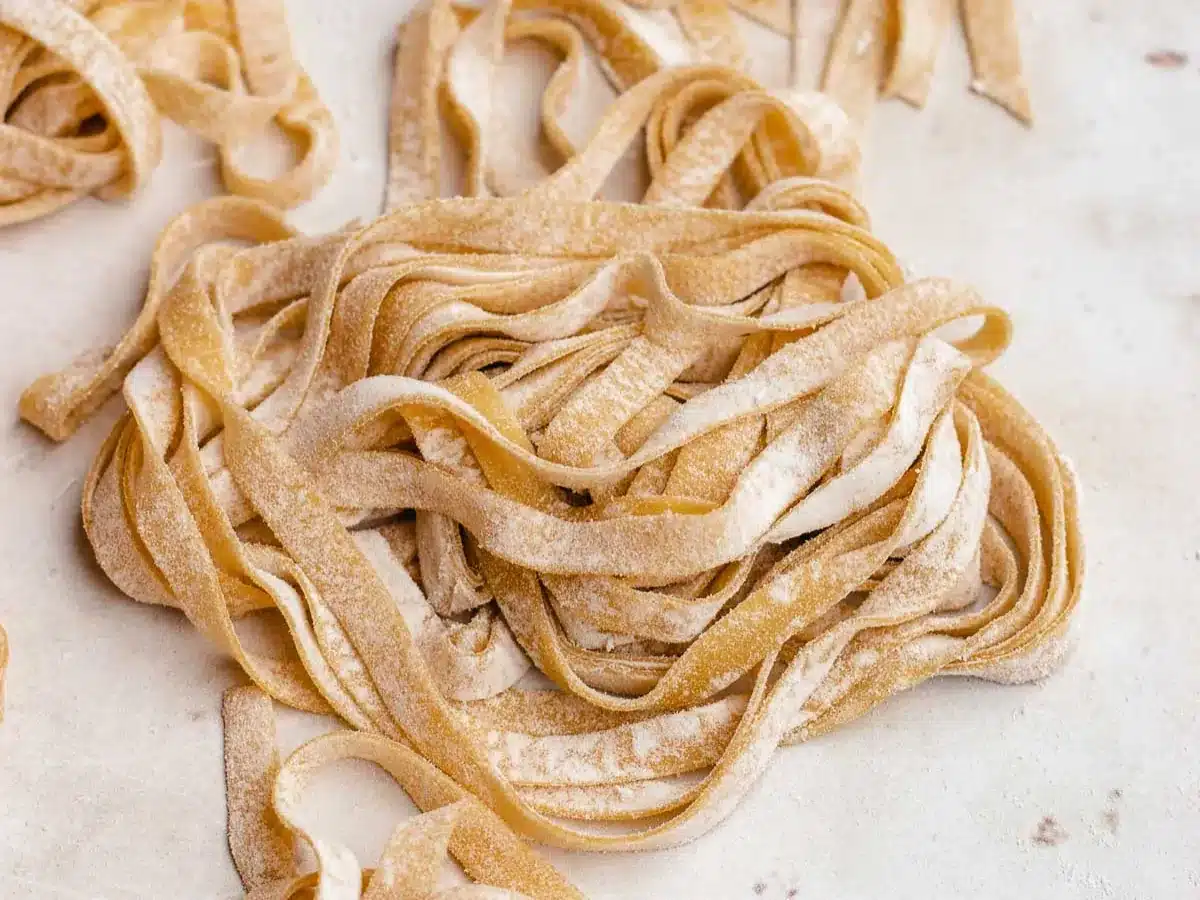 Serving of homemade pasta.
