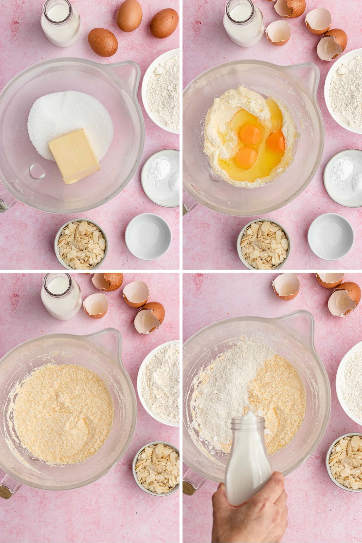 Almond Pound Cake preparing batter collage