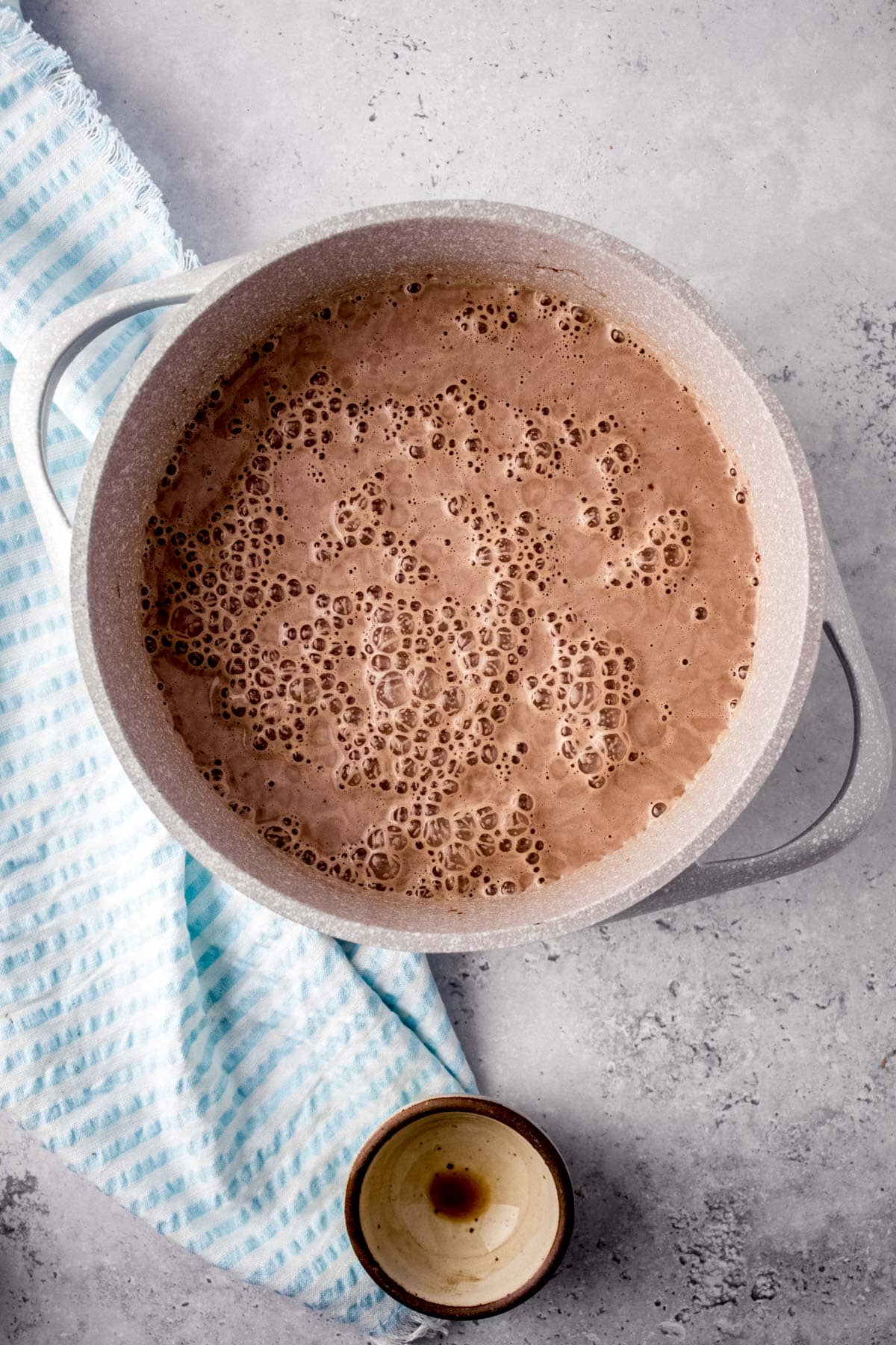 Chocolate Milk cooked milk in pan