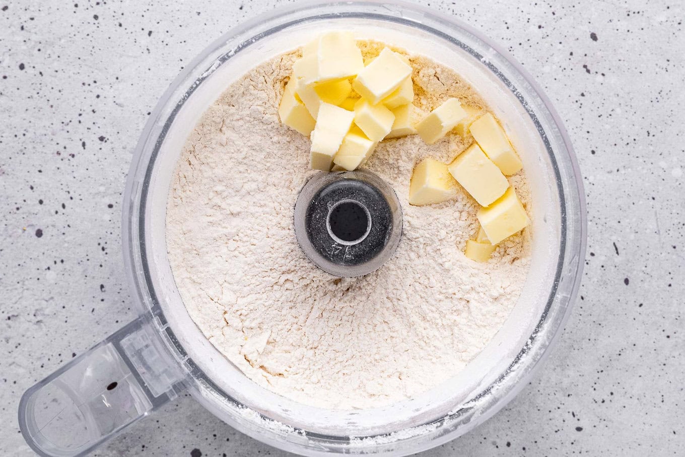 Dry ingredients and butter in a food processor