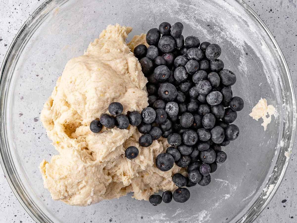 biscuit dough and blueberries