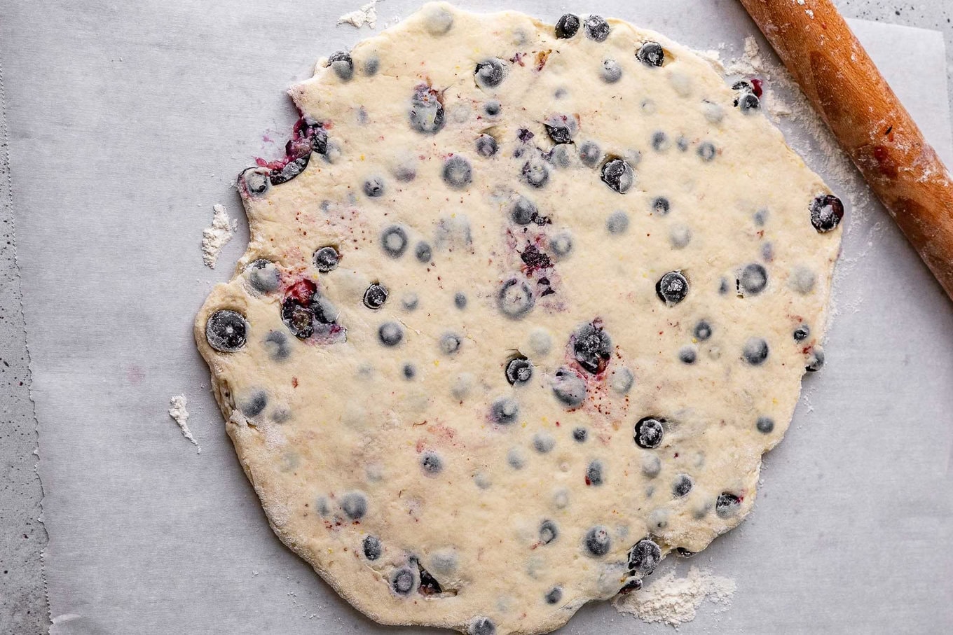 biscuit dough with blueberries mixed in