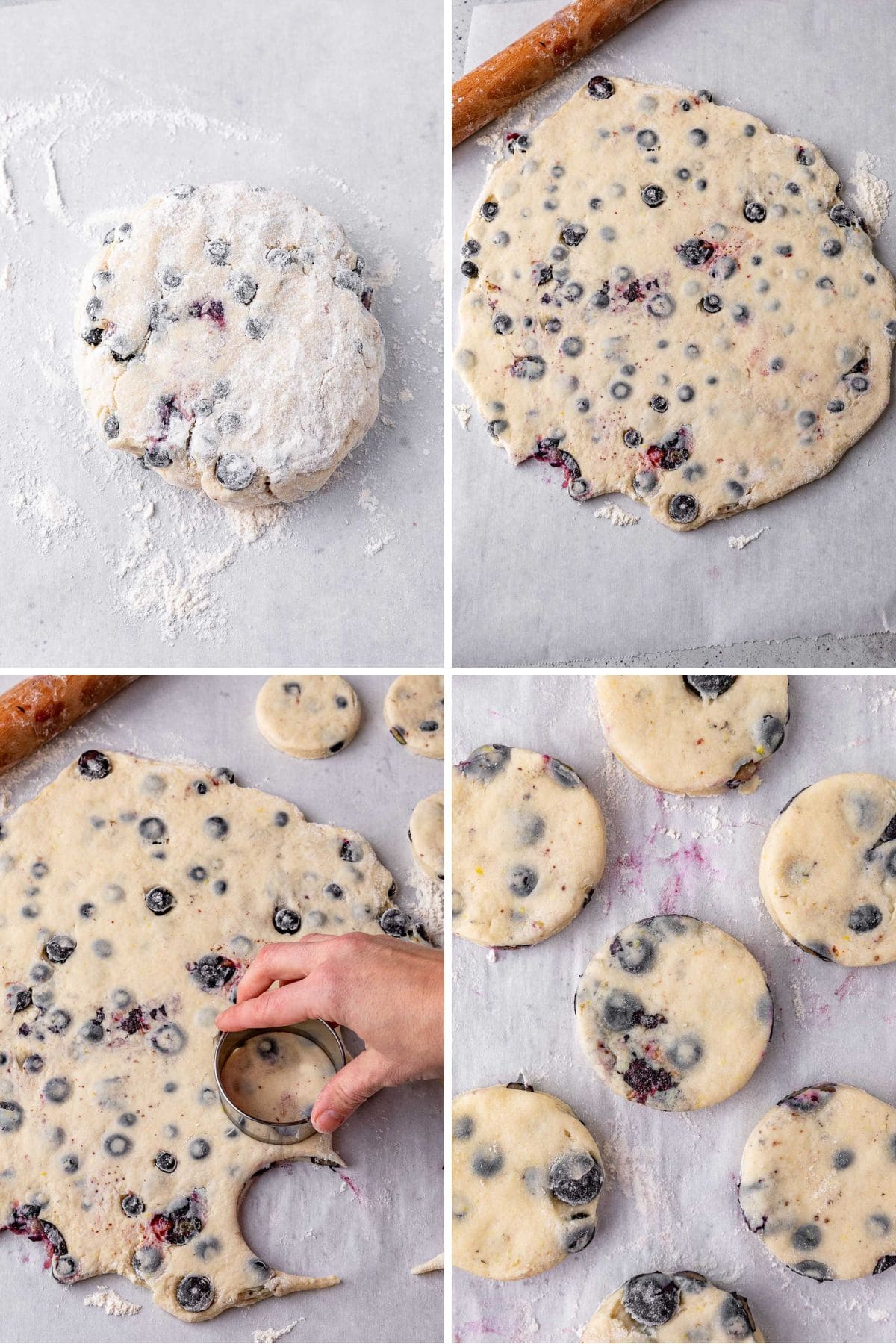 Lemon Blueberry Biscuits shaping biscuit dough collage