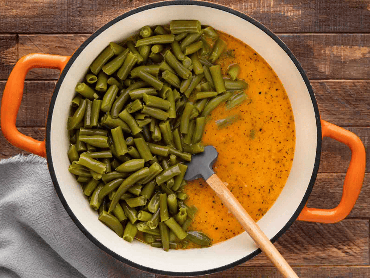Vegetables in sauce cooking in dutch oven 