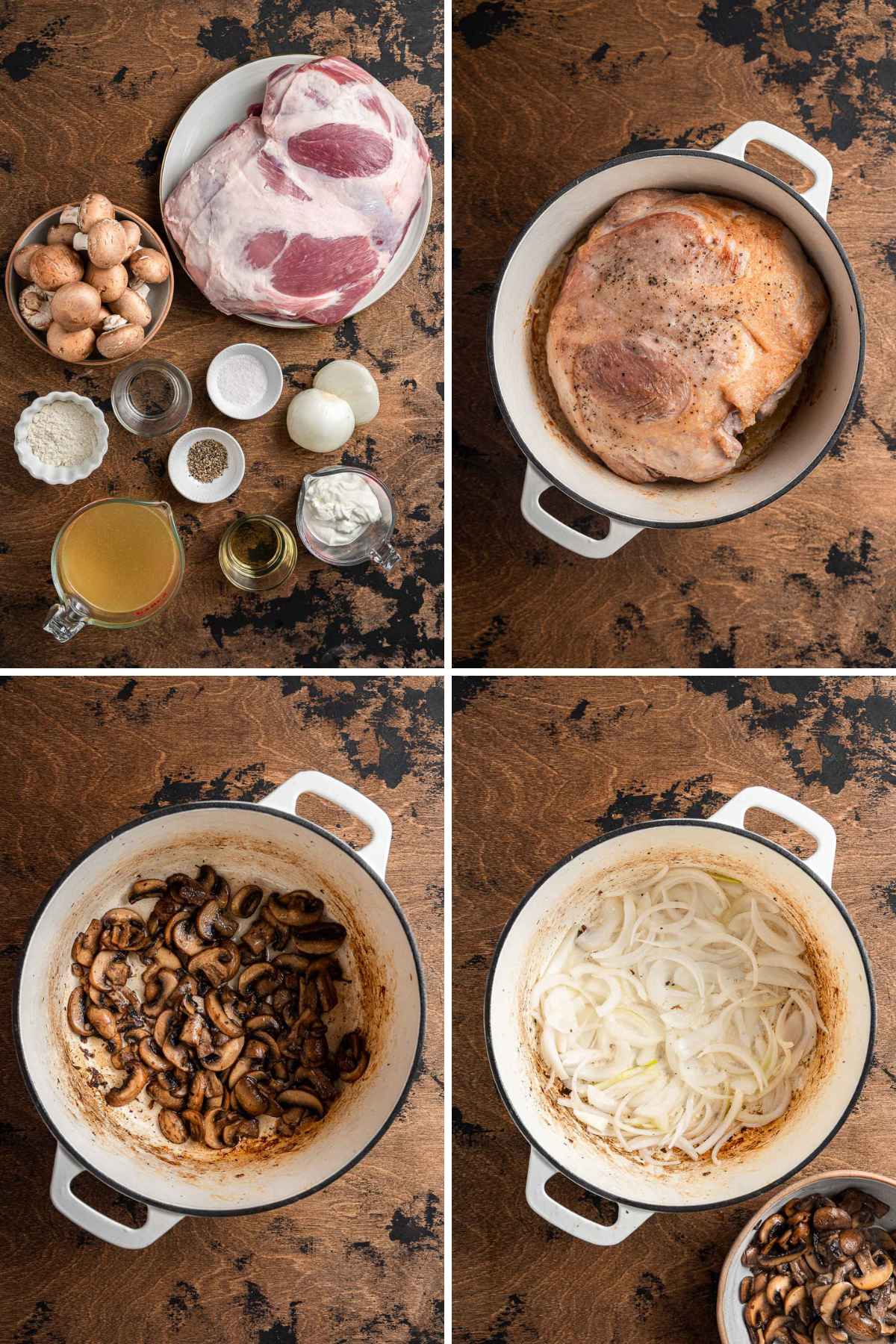 Braised Roast Pork with Mushroom Gravy Collage