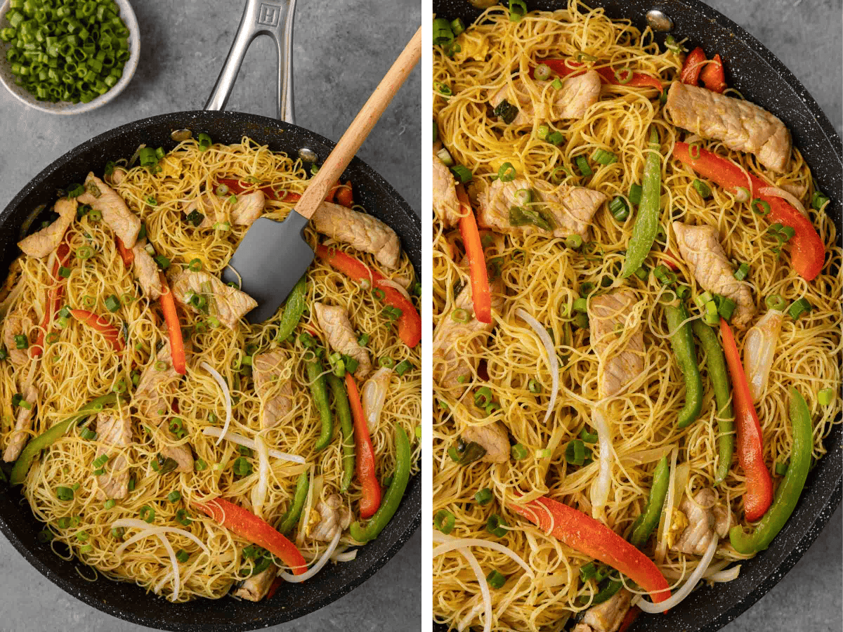 collage of the finished meal in pan