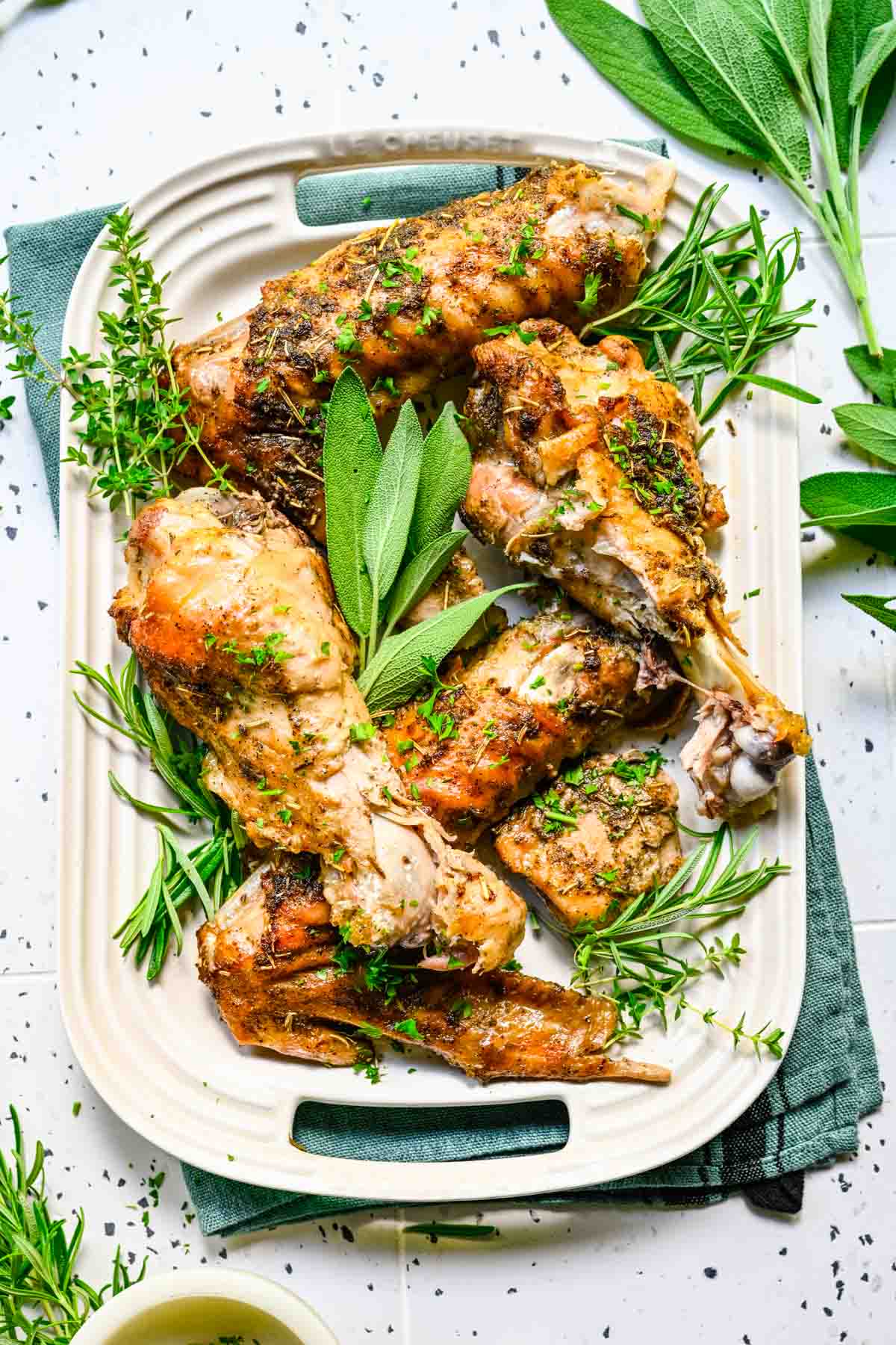 Turkey Wings finished wings with herbs on plate