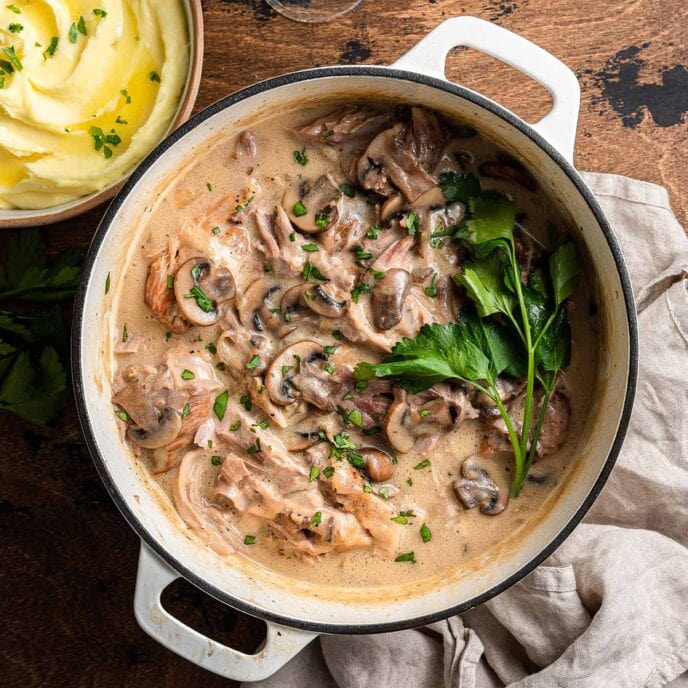 Braised Pork Roast with Mushroom Gravy Recipe Dinner, then Dessert
