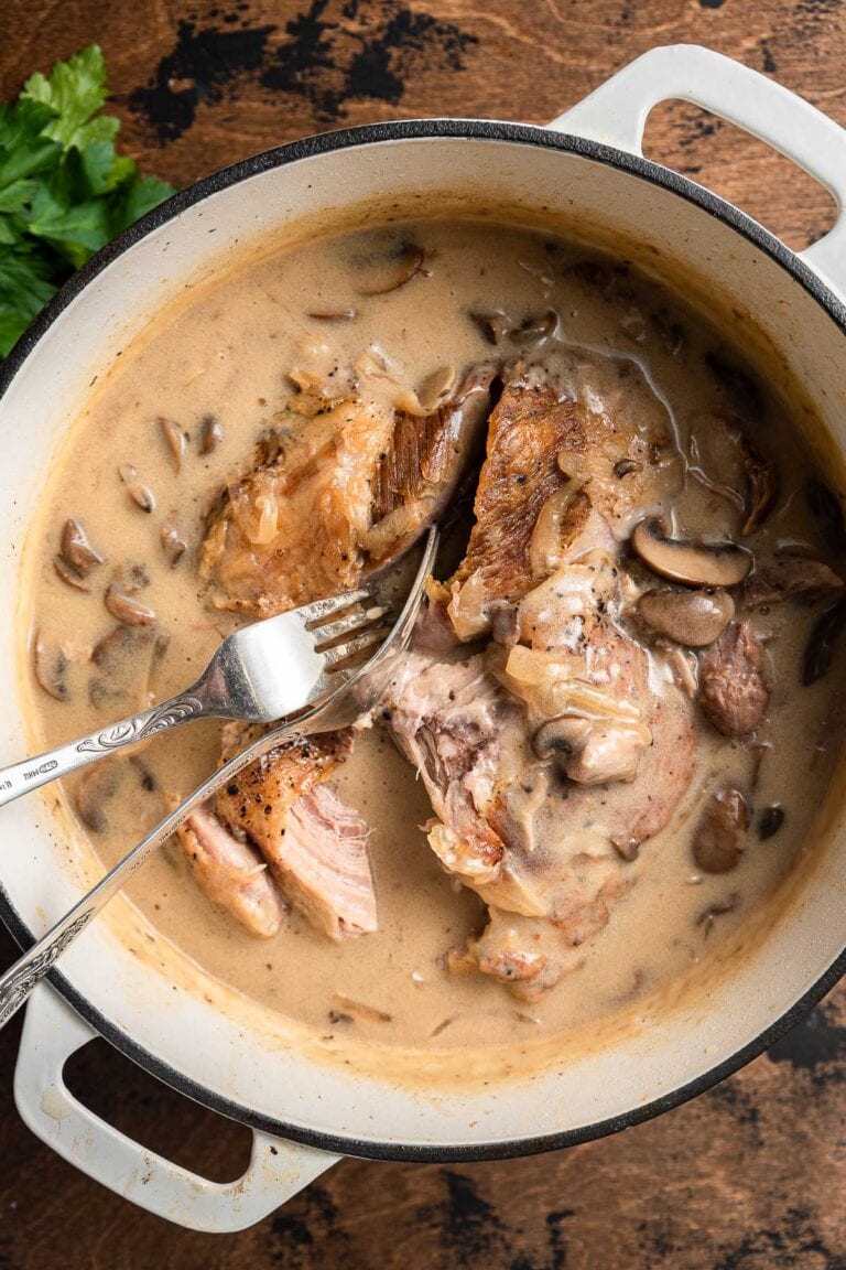 Braised Pork Roast with Mushroom Gravy Recipe Dinner, then Dessert