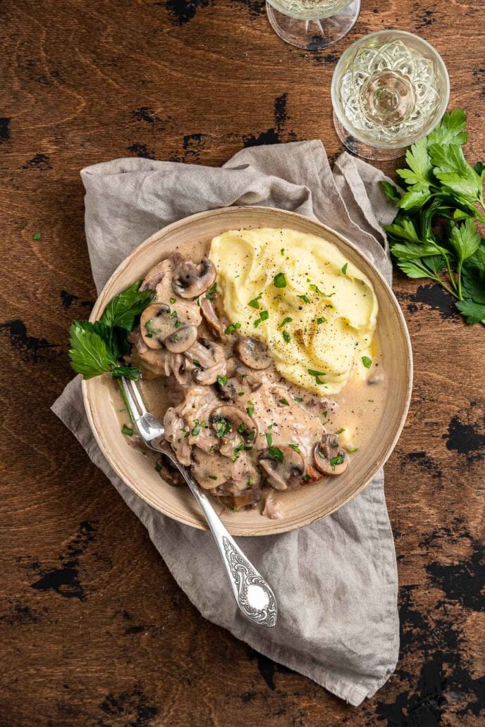 Braised Pork Roast with Mushroom Gravy Recipe Dinner, then Dessert
