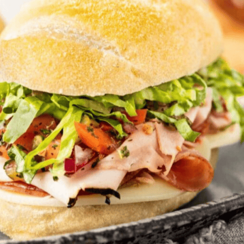 Side view of sub served on plate