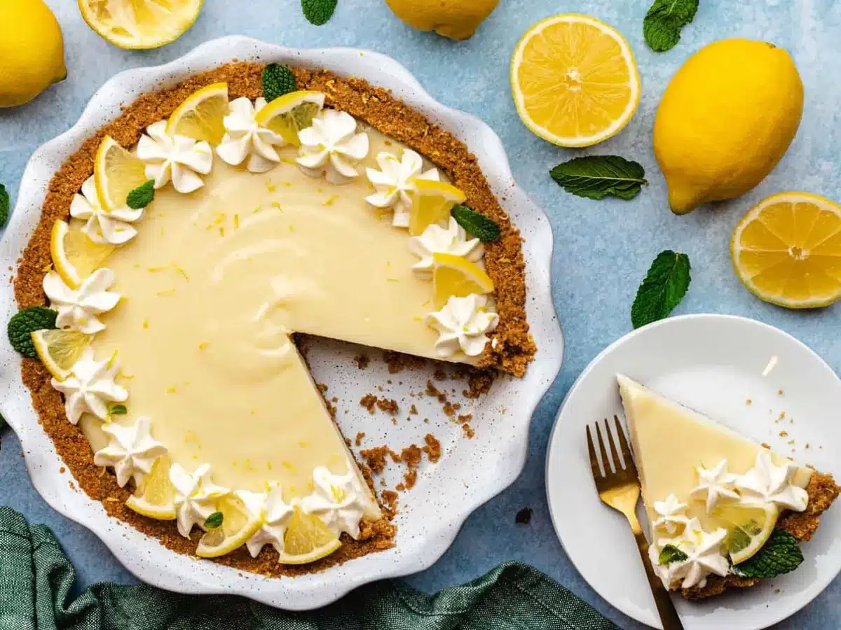 pie with one slice cut out and put on plate
