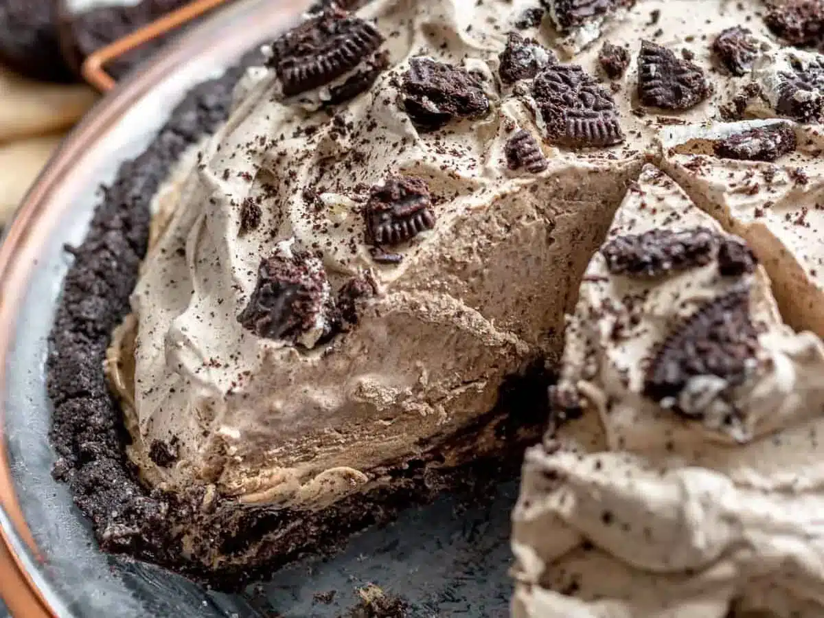 ice cream pie with a slice cut out