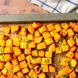 Pan of cubed up squash