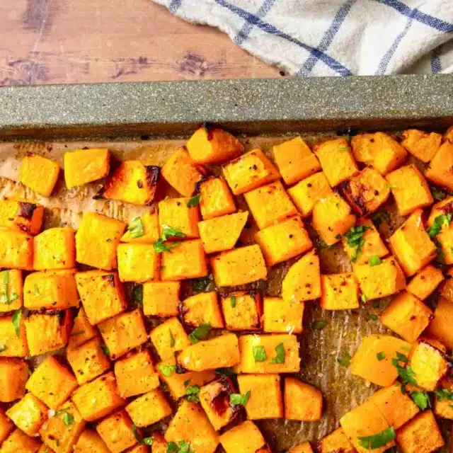 Pan of cubed up squash