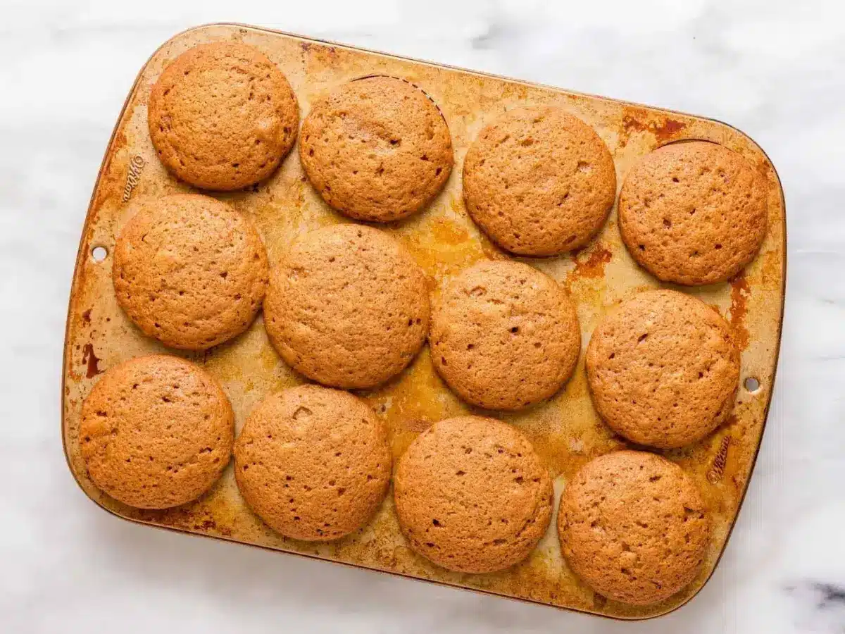Top view of muffins in muffin tray