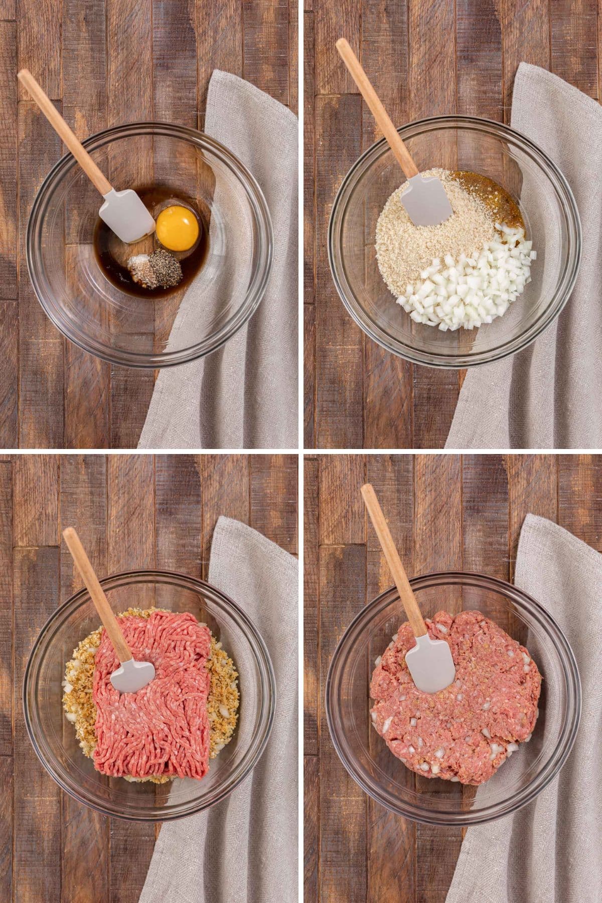 Chopped Steak collage of making meat patty mixture
