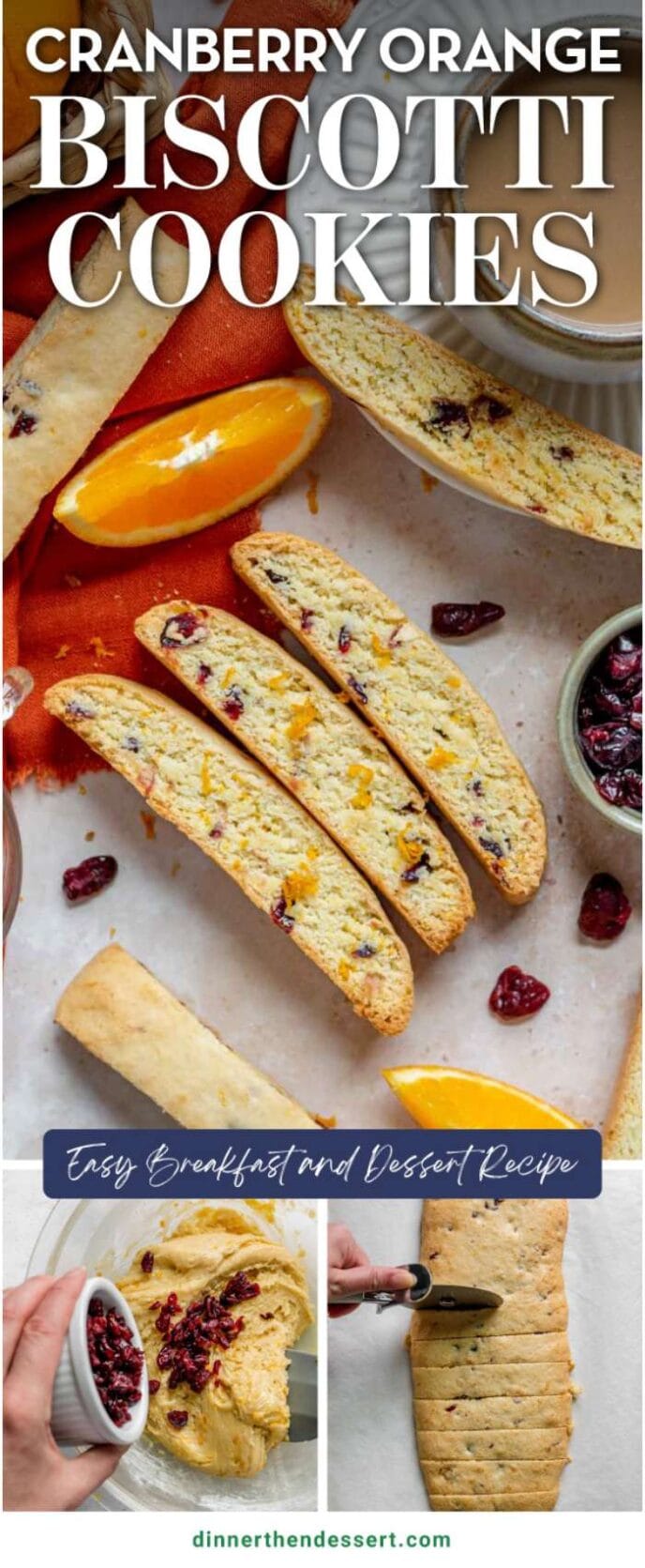 Cranberry Orange Biscotti Cookies Collage