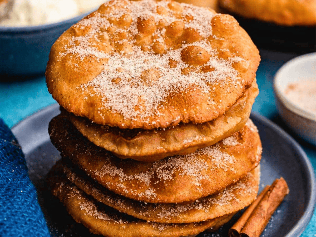 Golden buñuelos ready for serving