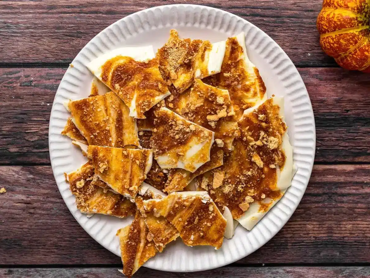 Bark served on plate