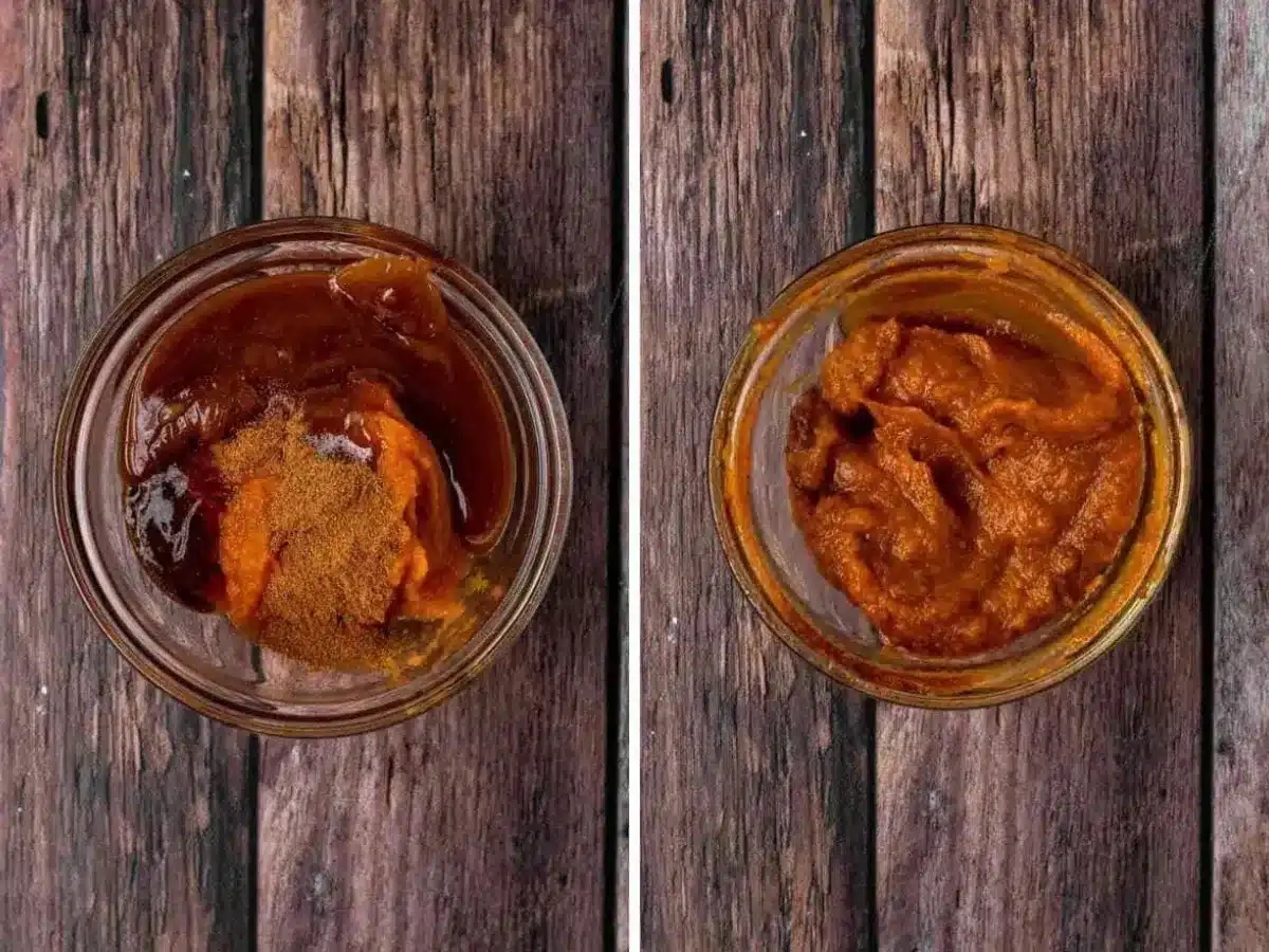 Collage of ingredients being mixed