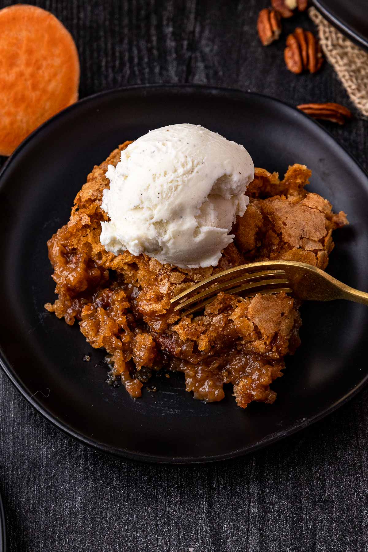 fork taking piece of cobbler