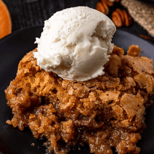 piece of cobblers with ice cream on top