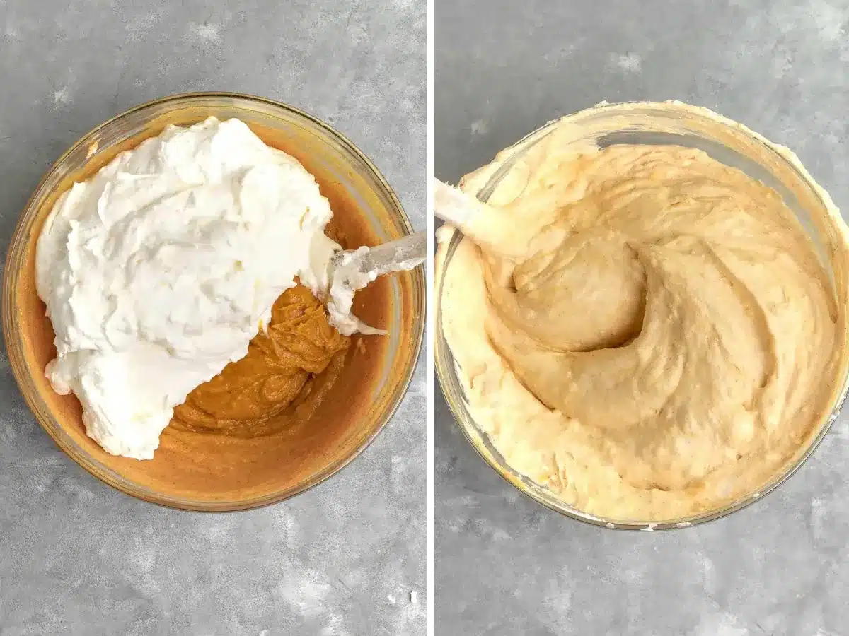 Collage of mousse being mixed
