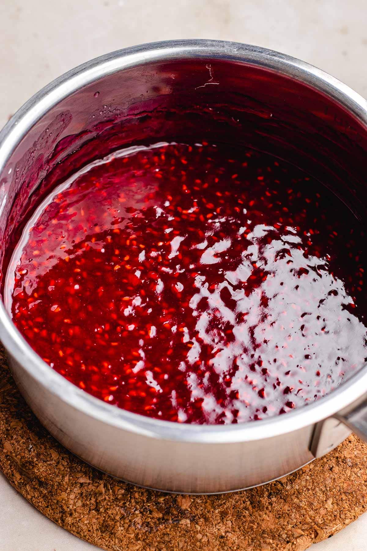 Raspberry Sauce finished in pan