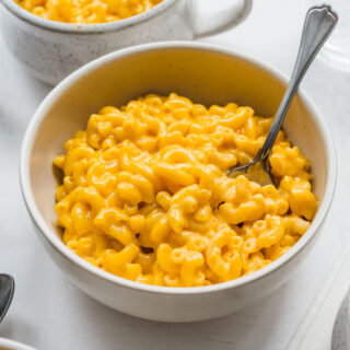 Velveeta Mac and Cheese stirred in a bowl