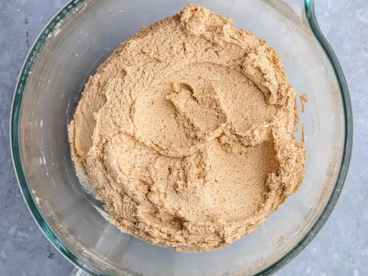 Dough in mixing bowl.