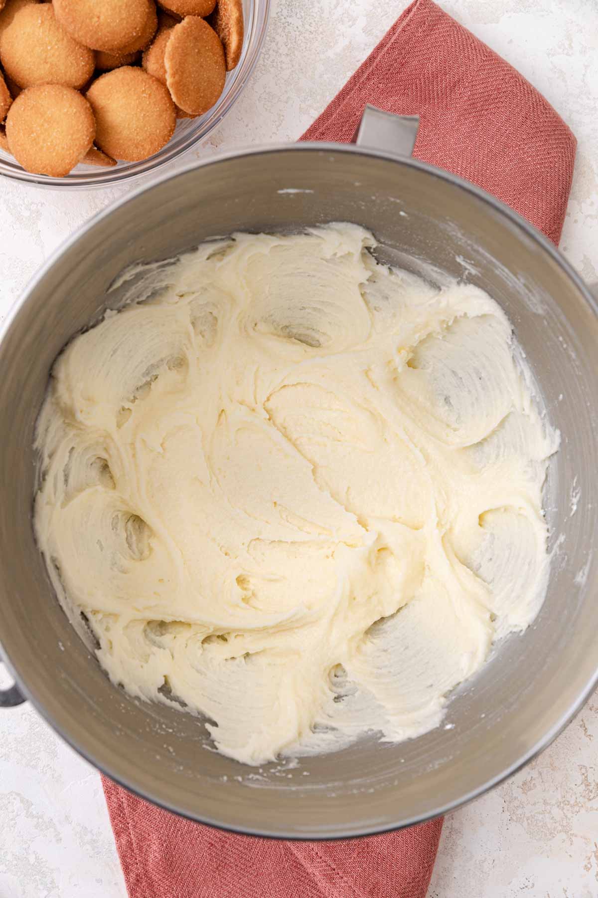 Banana Pudding Cake Frosting Being Mixed