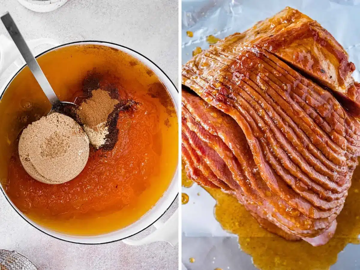 glaze and cooking ham collage 