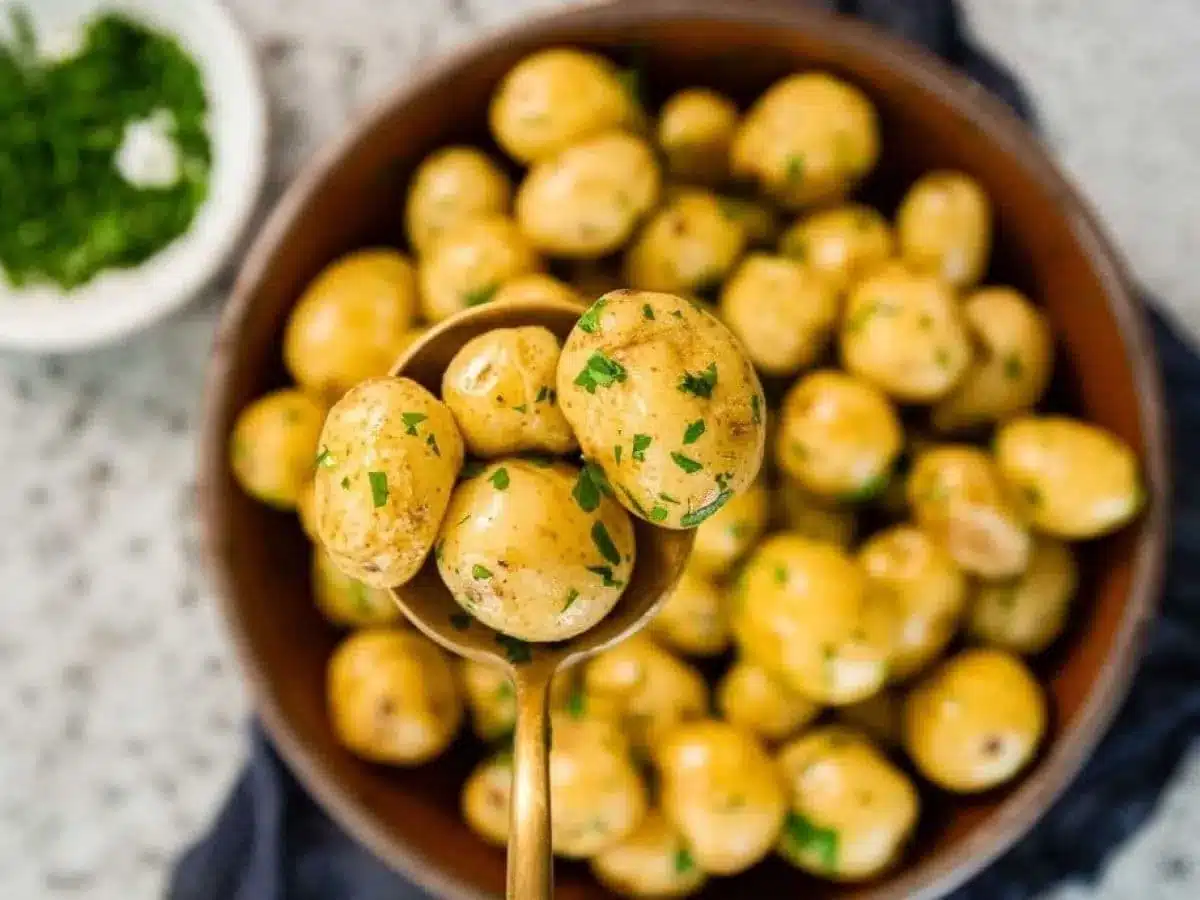 Closeup of cooked ingredients in a bowl
