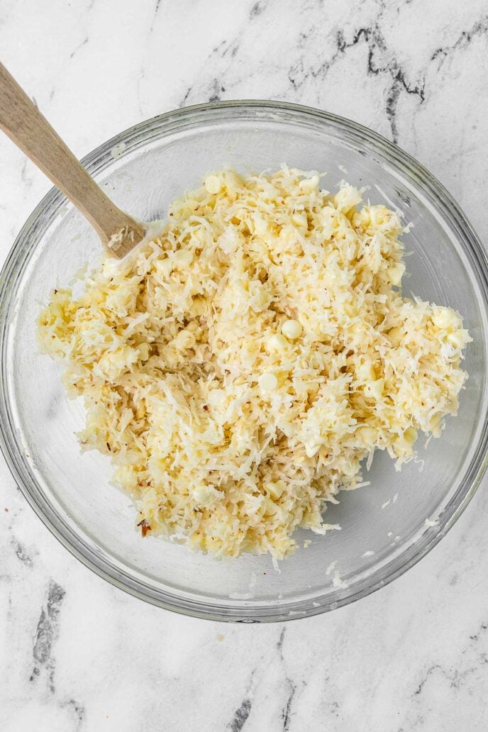 mixing bowl of ingredients being mixed
