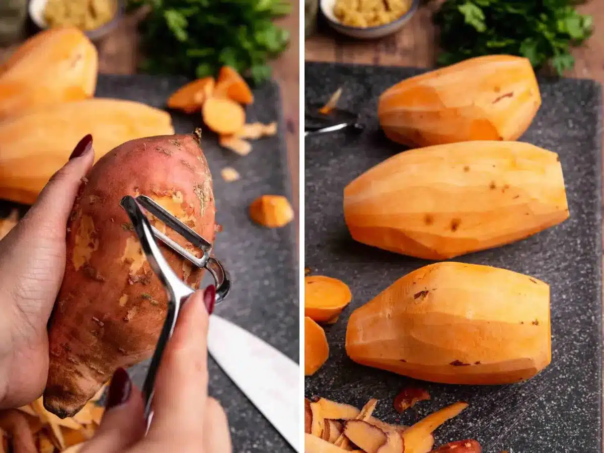 prepping the potatoes 