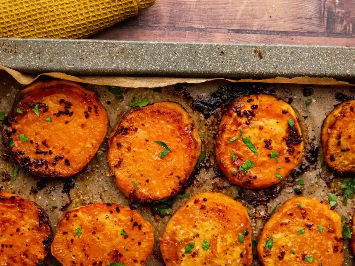 finished potatoes on a sheet tray 