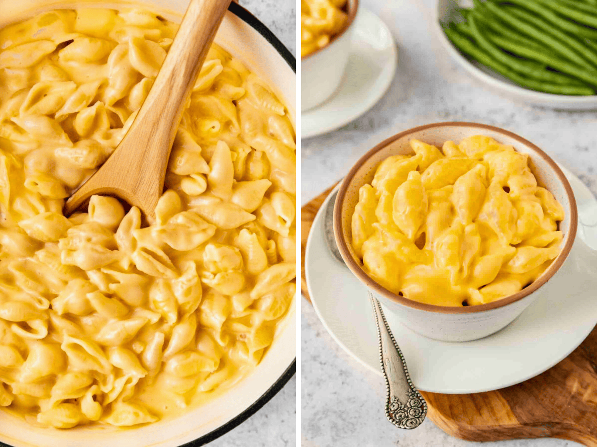 Collage of mac and cheese