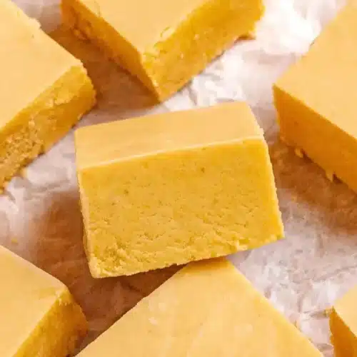 Fudge cut into pieces laid out
