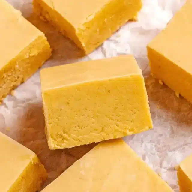 Fudge cut into pieces laid out