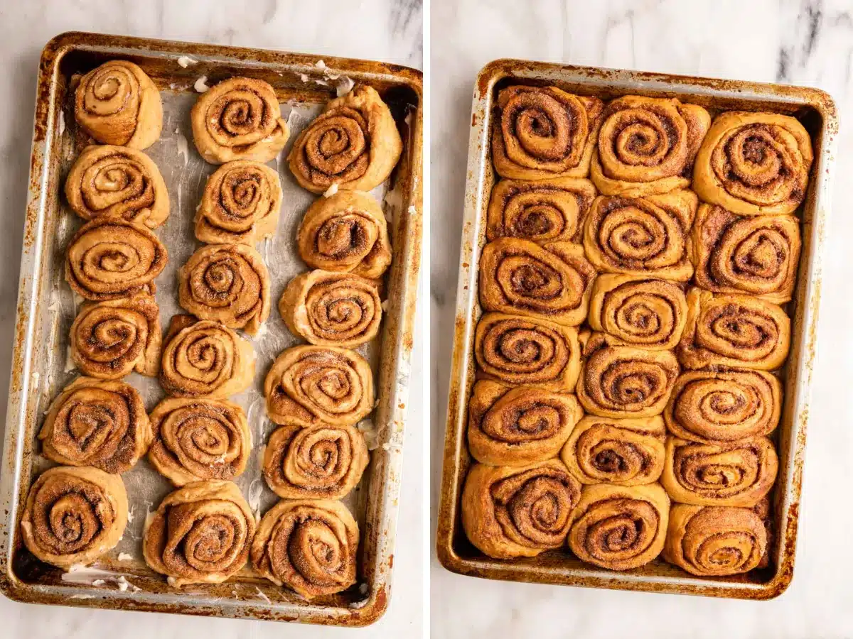 Before and after baked goods have been baked 