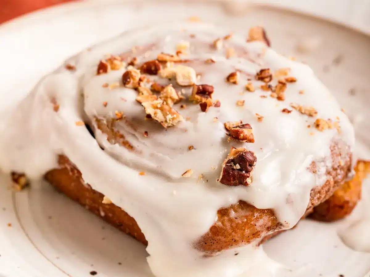 Baked roll on a dish