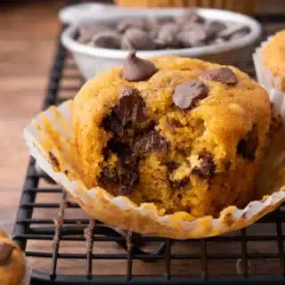 Baked muffin with bite taken out.