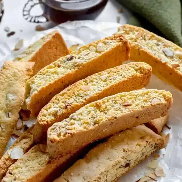 Plate of stacked biscotti