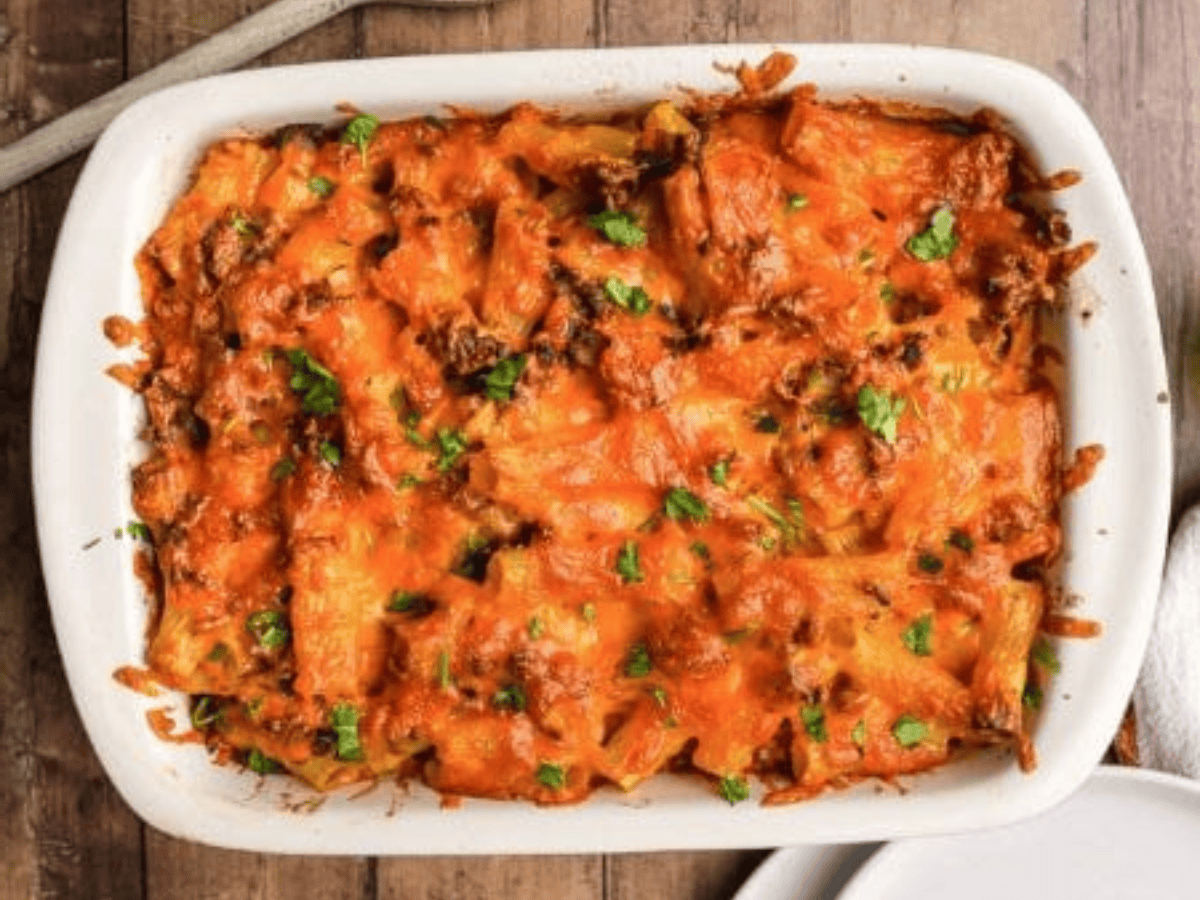 ziti after being baked out of oven