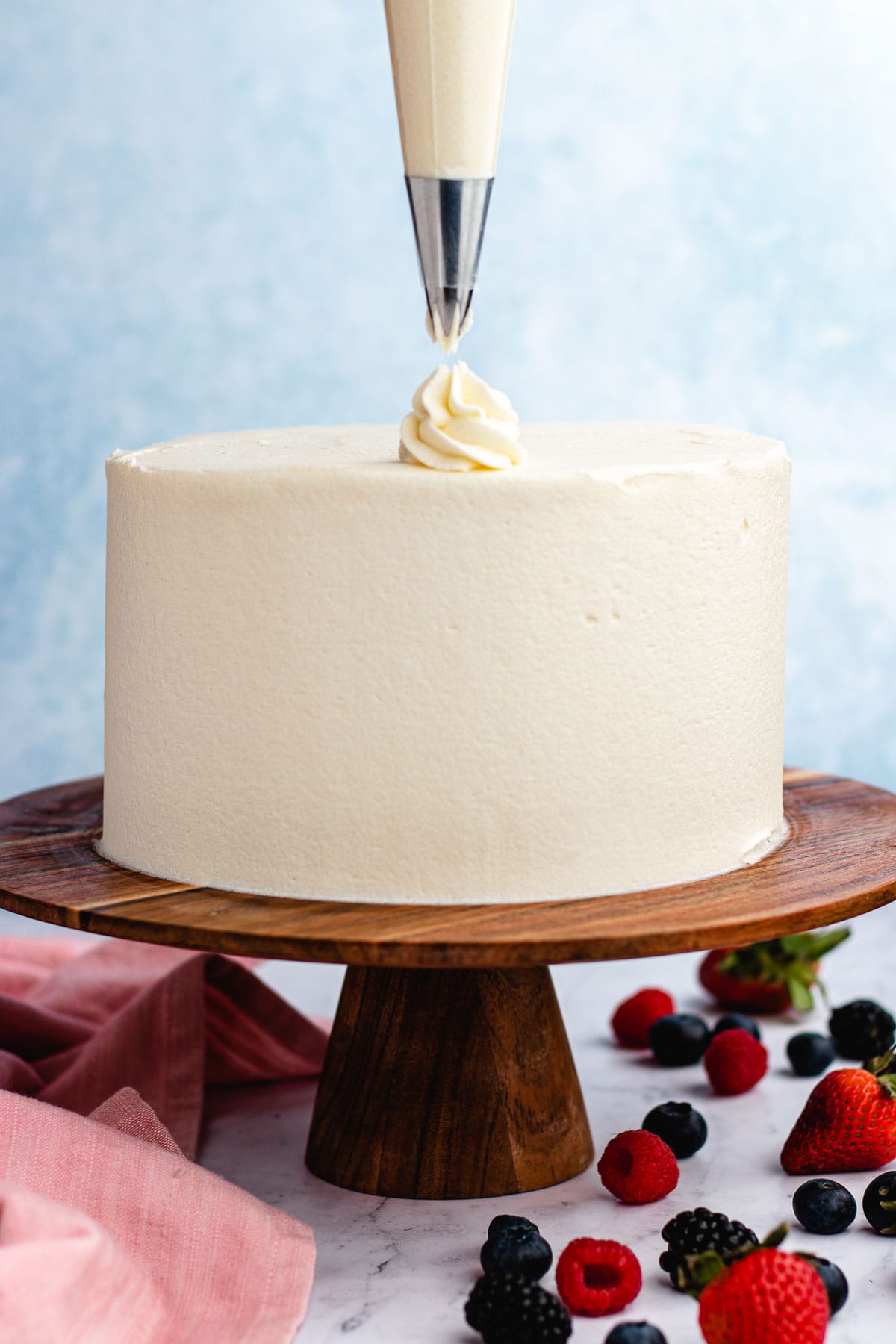 decoration being added to the cake 