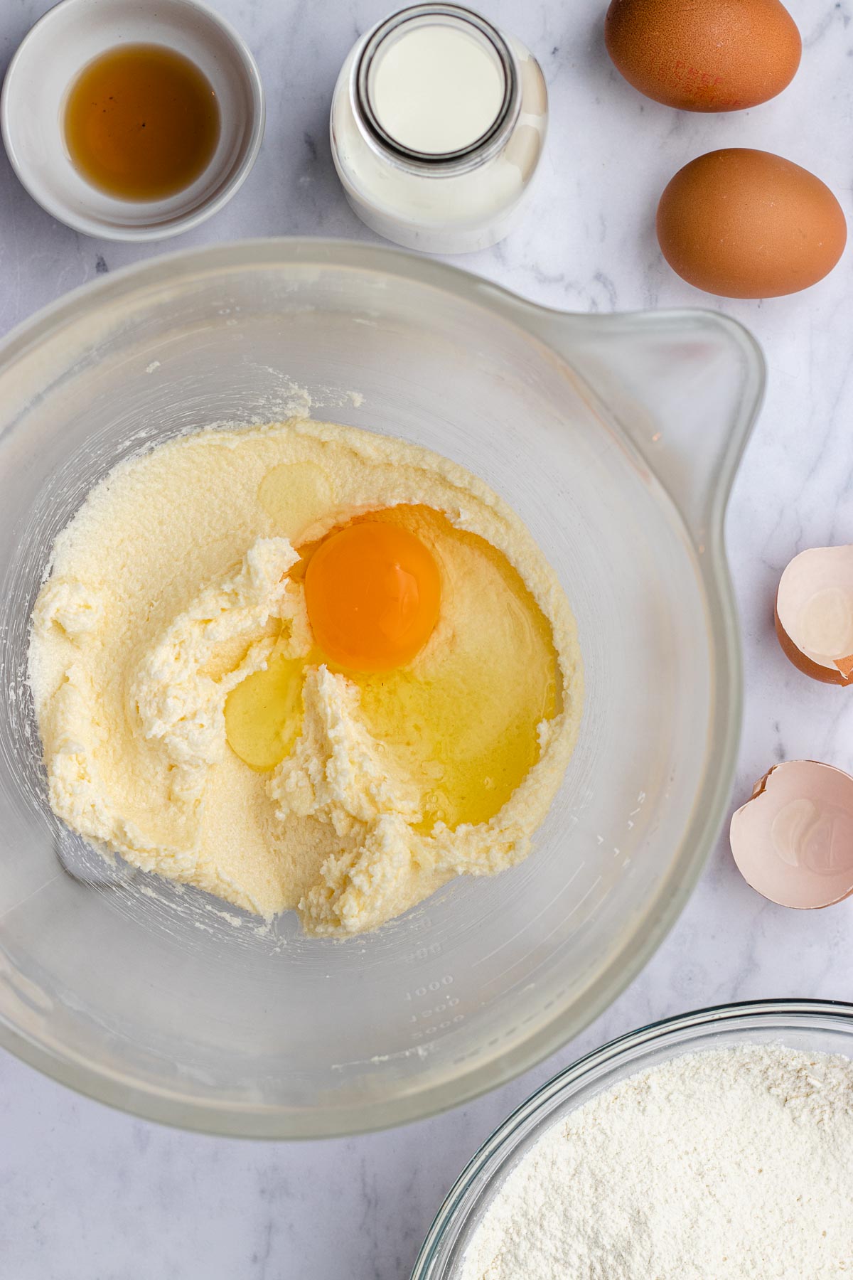 mixing batter for cake 