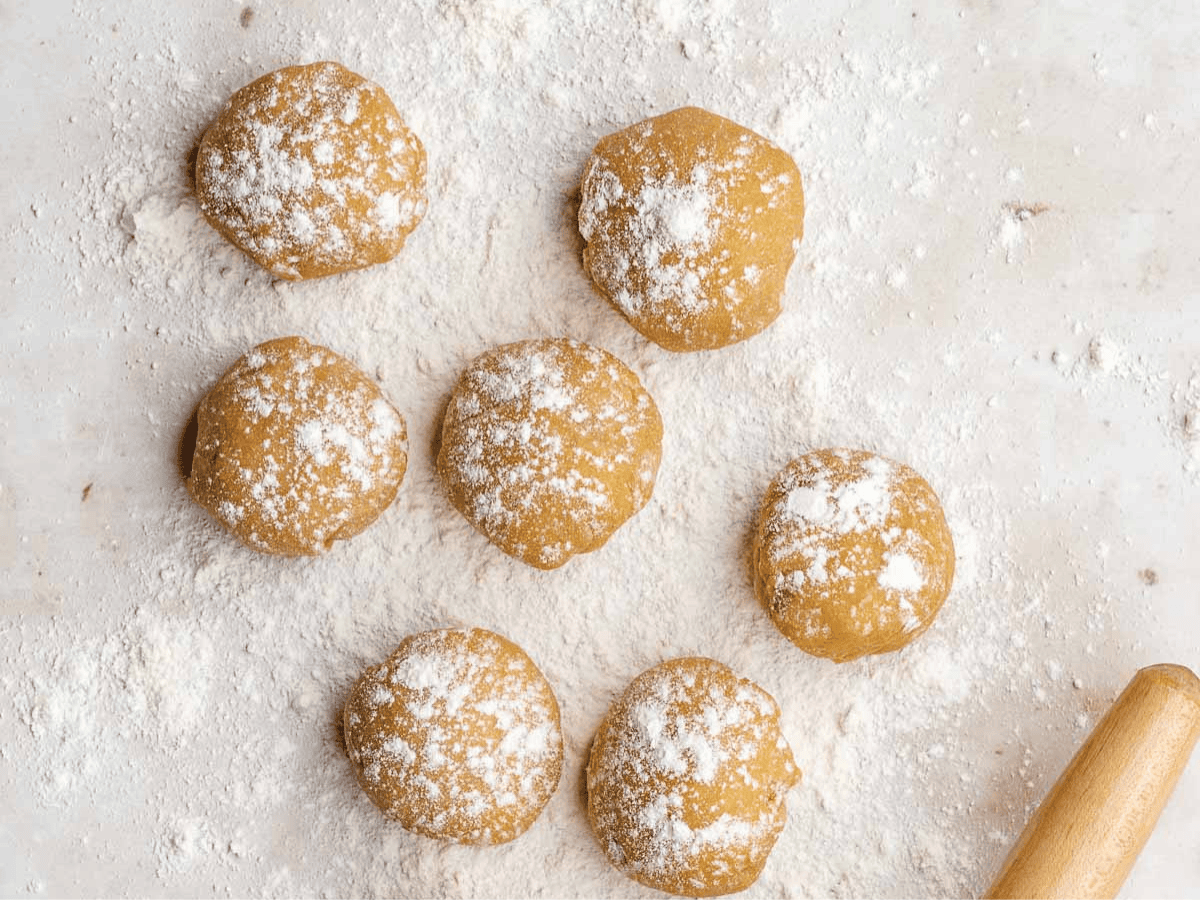 Balls of pasta dough.