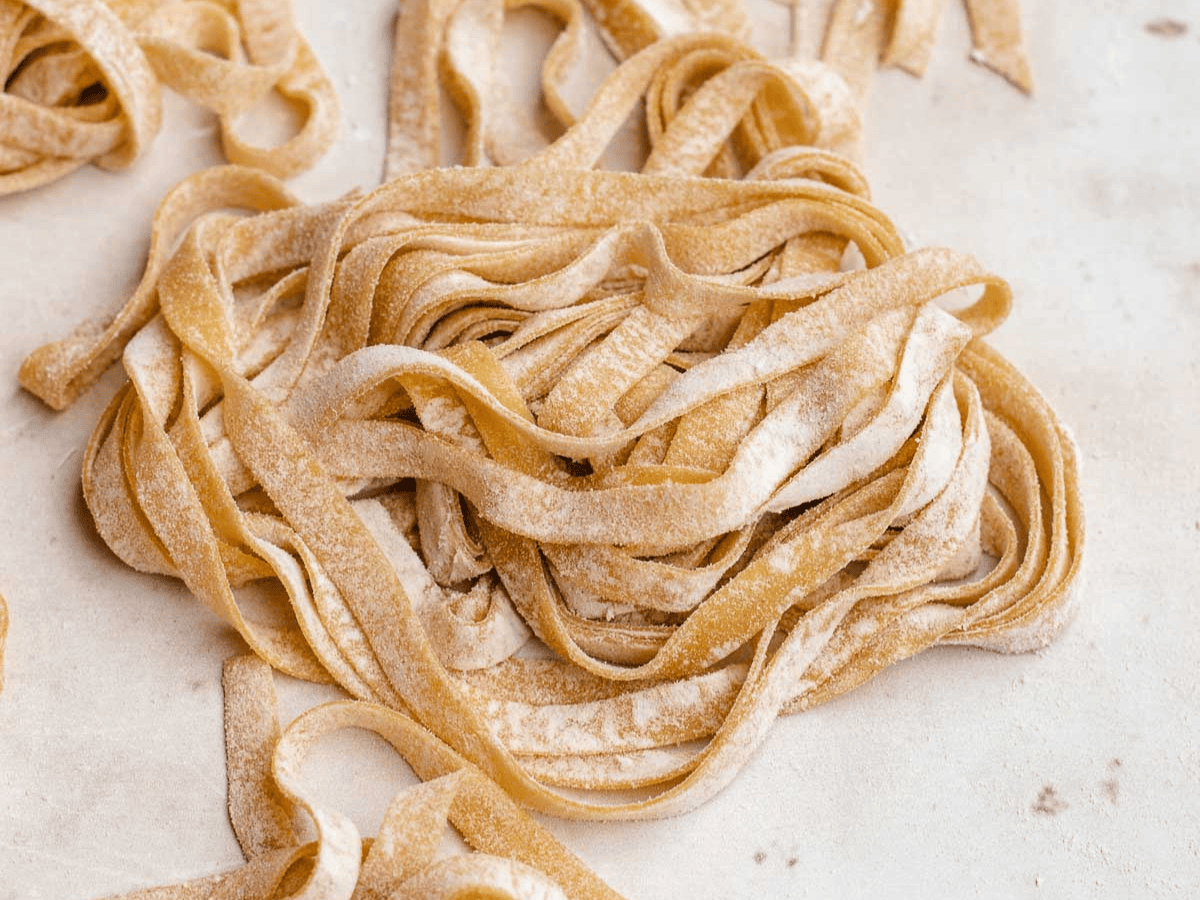 Mound of homemade noodles.